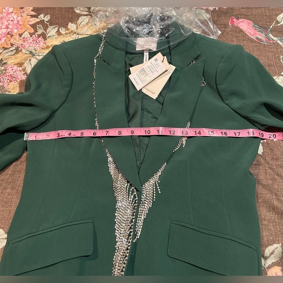 Cinq à Sept Green Blazer with Silver Fringe - Picture 5 of 5